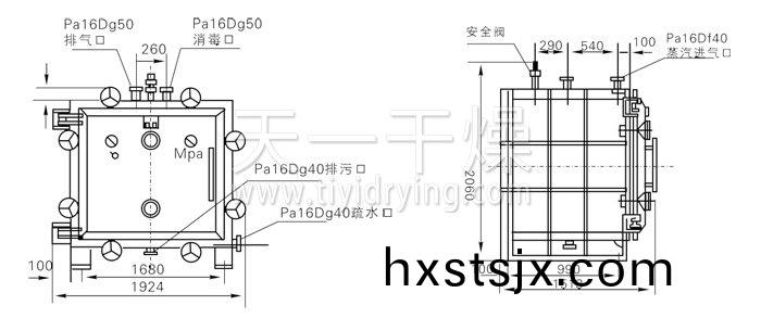 方形靜態(tai)真空(kong)榦(gan)燥機(ji)結(jie)構(gou)示意圖